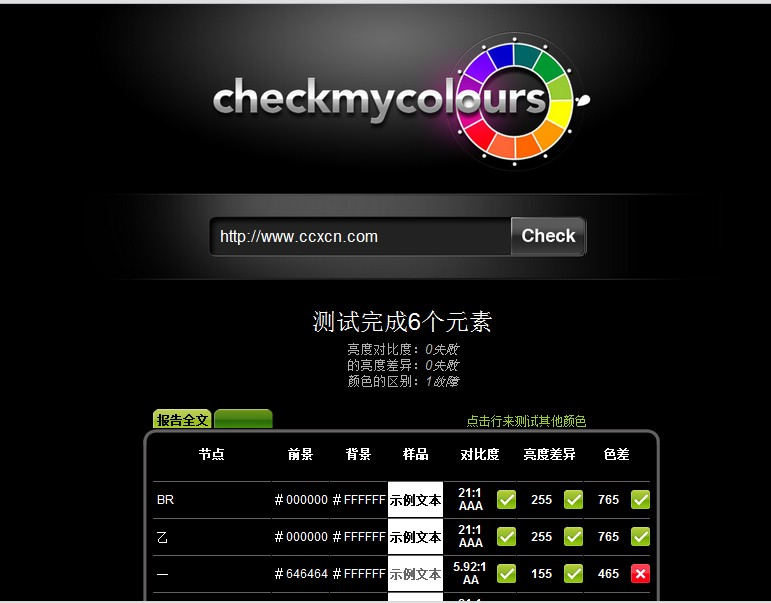 網(wǎng)站設(shè)計(jì)色彩對(duì)比分析網(wǎng)站 Check My Colours 網(wǎng)站截圖